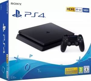 Caixa do Playstation 4 mostrando o console e a manete do jogo